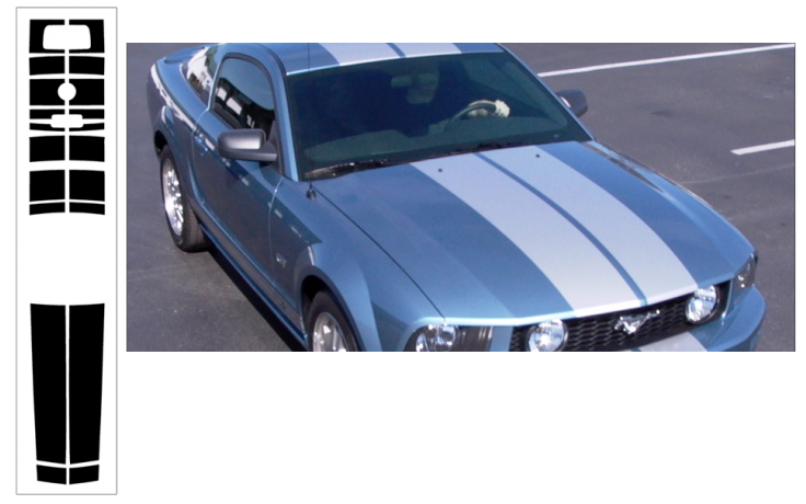 2005-09 Mustang Lemans Racing Stripe Kit - Low Wing - Convertible